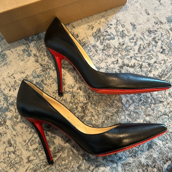 Christian Louboutin Paris Apostrophy Pump 100 Napa Shiny size 38 Black - Picture 5 of 6
